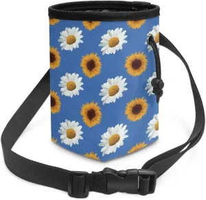 Daisy Sunflower Puppy Training Pouch Treat Pouches for Pet Training, Dog Walking Bag Pet Feed Snack Reward Pouch Multiwear Treat Tote with Waist Belt Shoulder Strap