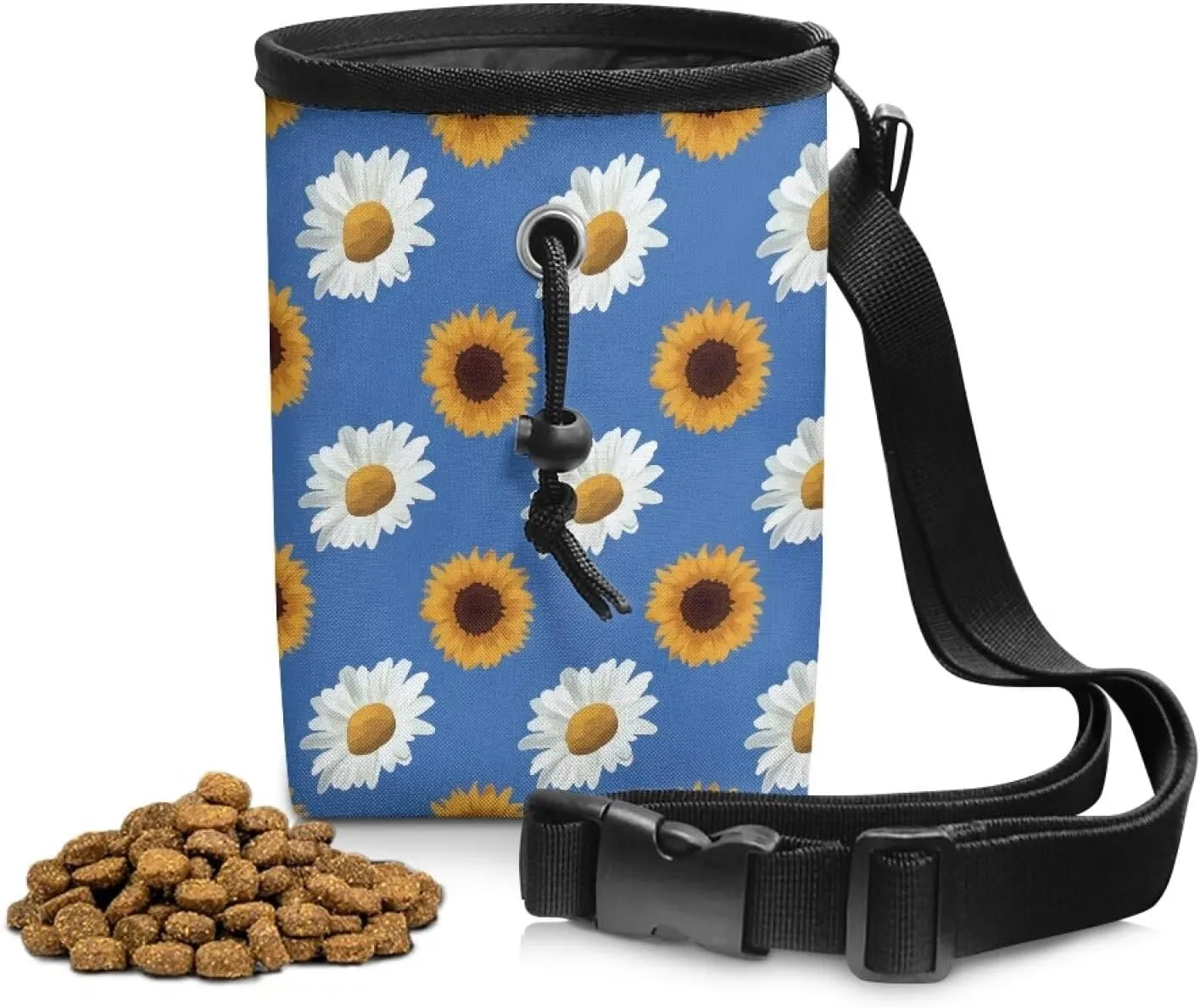 Daisy Sunflower Puppy Training Pouch Treat Pouches for Pet Training, Dog Walking Bag Pet Feed Snack Reward Pouch Multiwear Treat Tote with Waist Belt Shoulder Strap