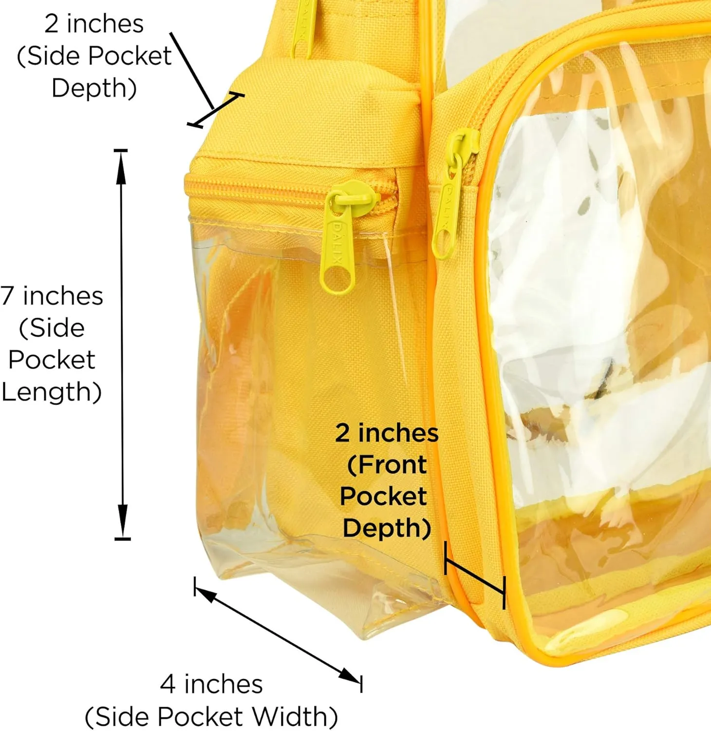 DALIX Clear Backpack Bags Smooth Plastic Gold