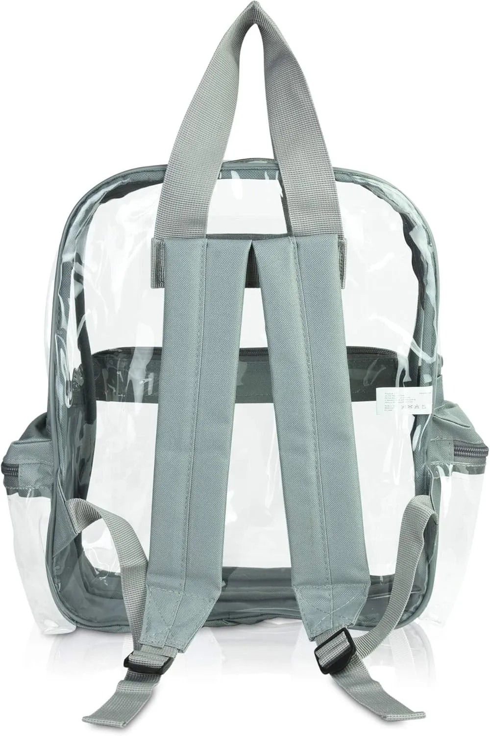 DALIX Clear Backpack Bags Smooth Plastic Light Gray Transparent See Through