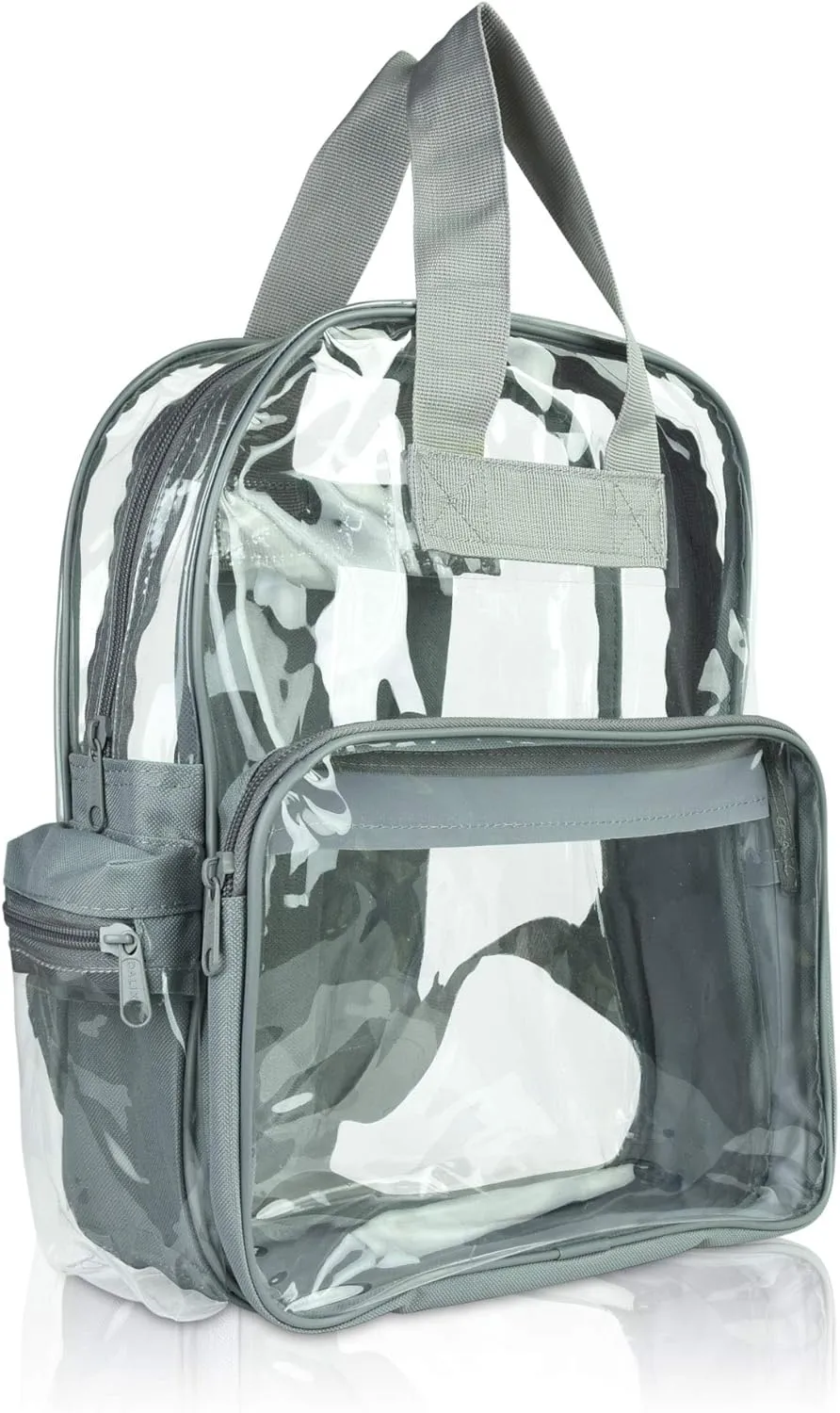 DALIX Clear Backpack Bags Smooth Plastic Light Gray Transparent See Through