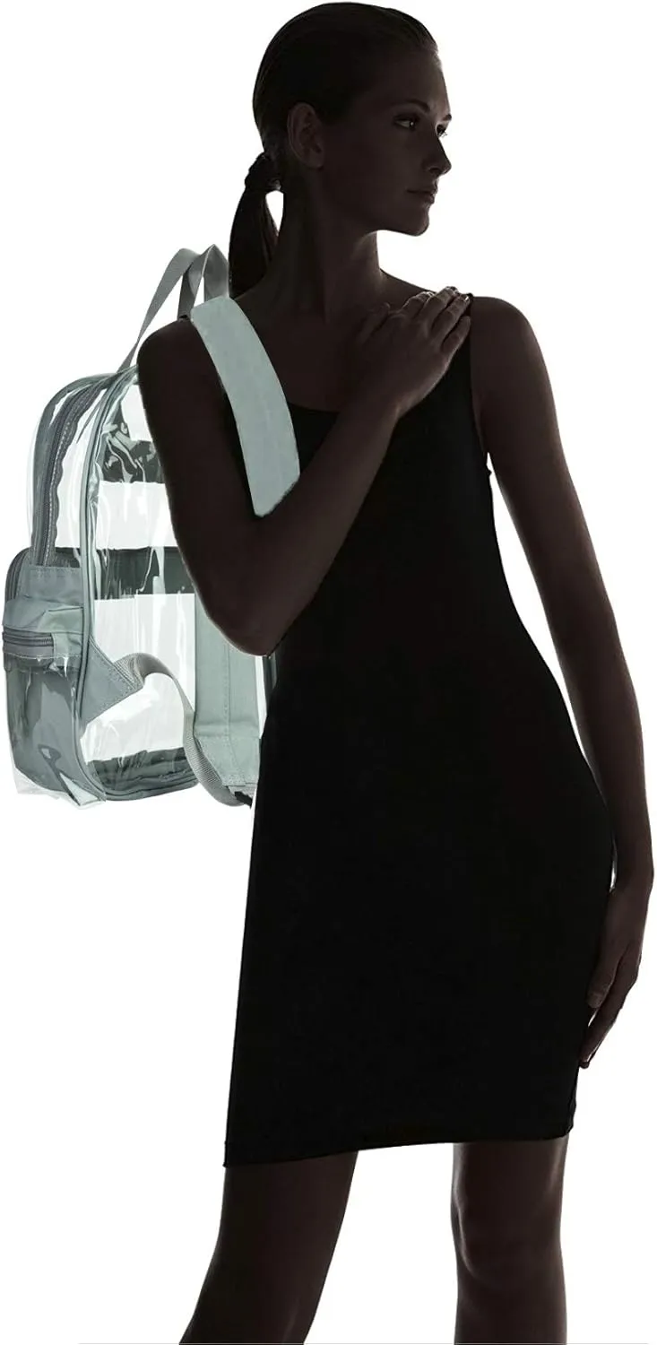 DALIX Clear Backpack Bags Smooth Plastic Light Gray Transparent See Through