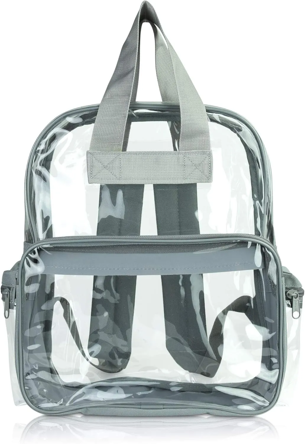 DALIX Clear Backpack Bags Smooth Plastic Light Gray Transparent See Through