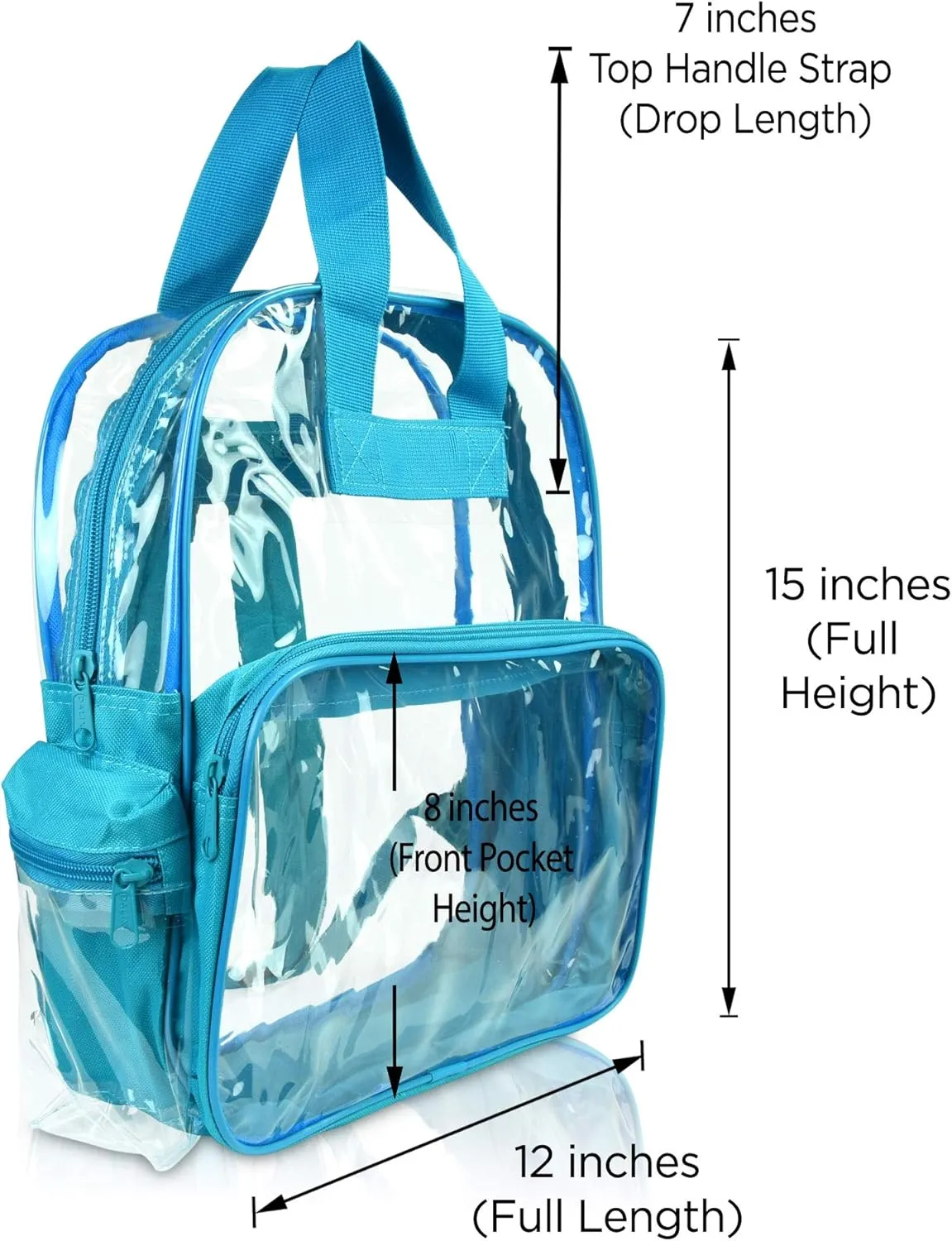 DALIX Clear Backpack Bags Smooth Plastic Transparent See Through in Teal