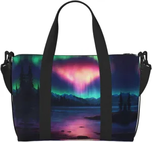 Dark Northern Lights Print Versatile Gym Sports Bag,Companion For Your Journeys And Fitness Routines
