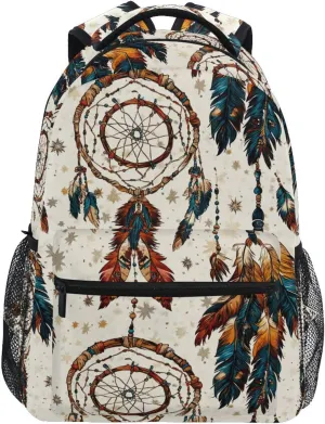 Day Backpack for Teacher Nurse Fashion Backpack with Chest Strap for Travel Trip Western Cowboy Dream Catcher Star Tribal Primitive Charm Sparkling