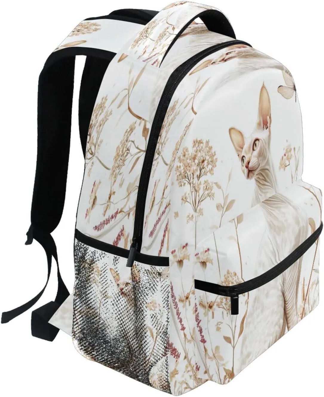 Day Backpack for Unisex Adult Fashion Personal Backpack with Chest Strap Gift Men & Women Aesthetic Cornish Rex Cats White