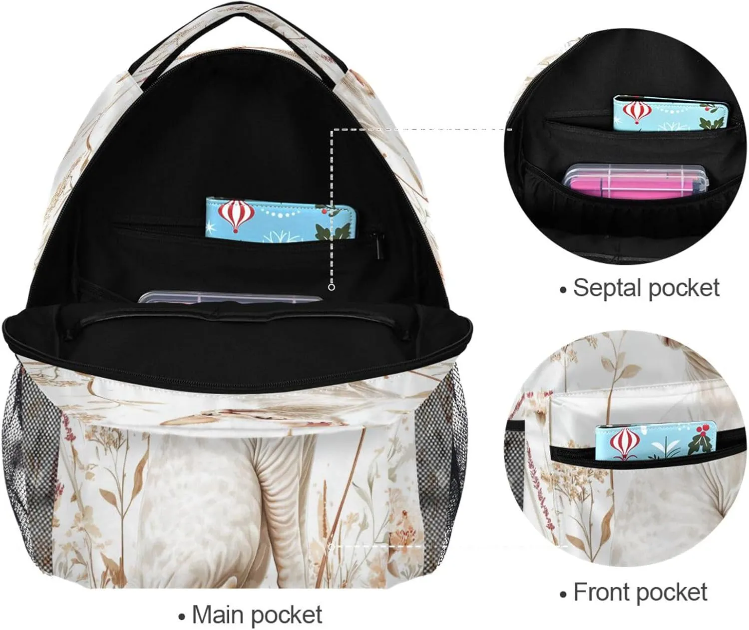 Day Backpack for Unisex Adult Fashion Personal Backpack with Chest Strap Gift Men & Women Aesthetic Cornish Rex Cats White