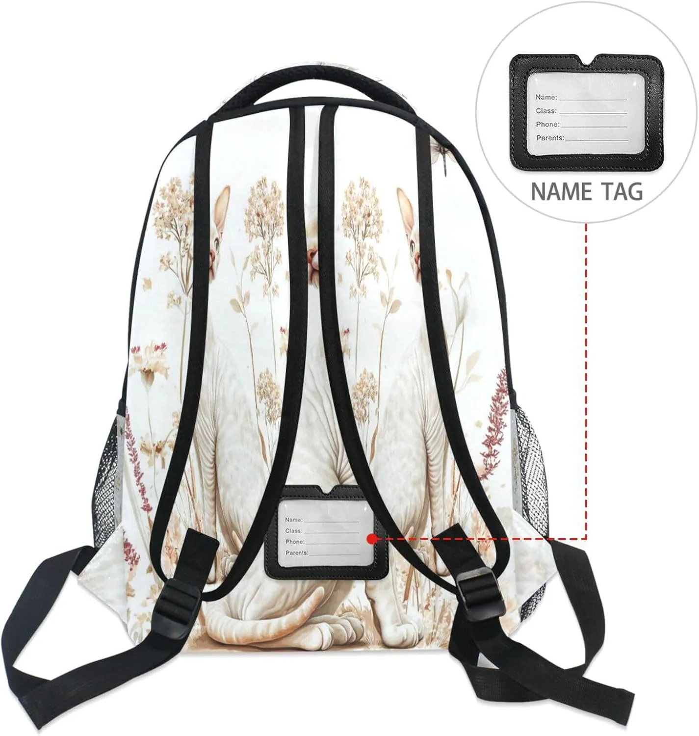 Day Backpack for Unisex Adult Fashion Personal Backpack with Chest Strap Gift Men & Women Aesthetic Cornish Rex Cats White