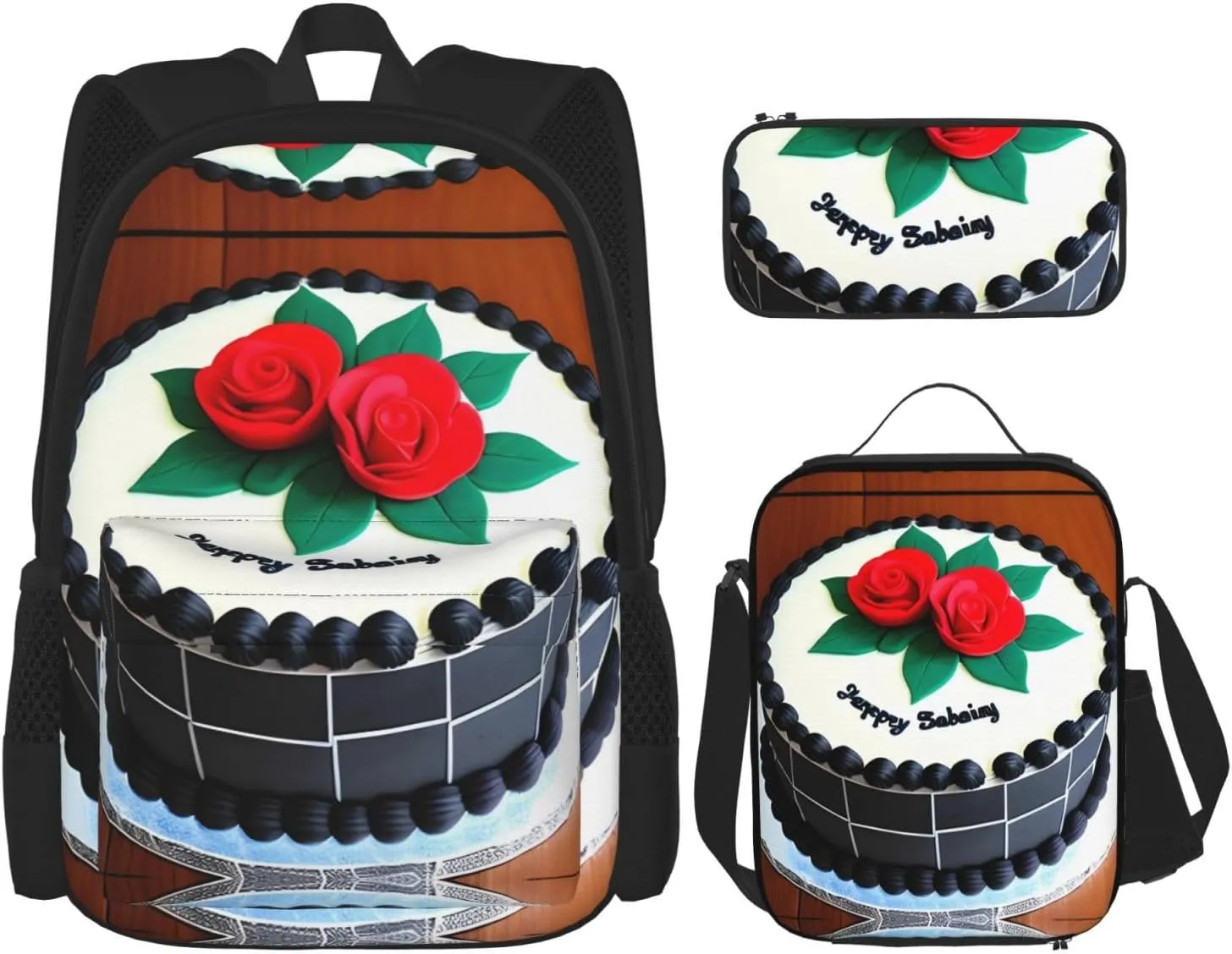 Delicious cakes Large capacity durable school bag   pencil case   lunch bag, accompany your children to study happily every day