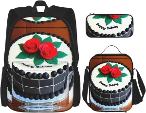 Delicious cakes Large capacity durable school bag   pencil case   lunch bag, accompany your children to study happily every day