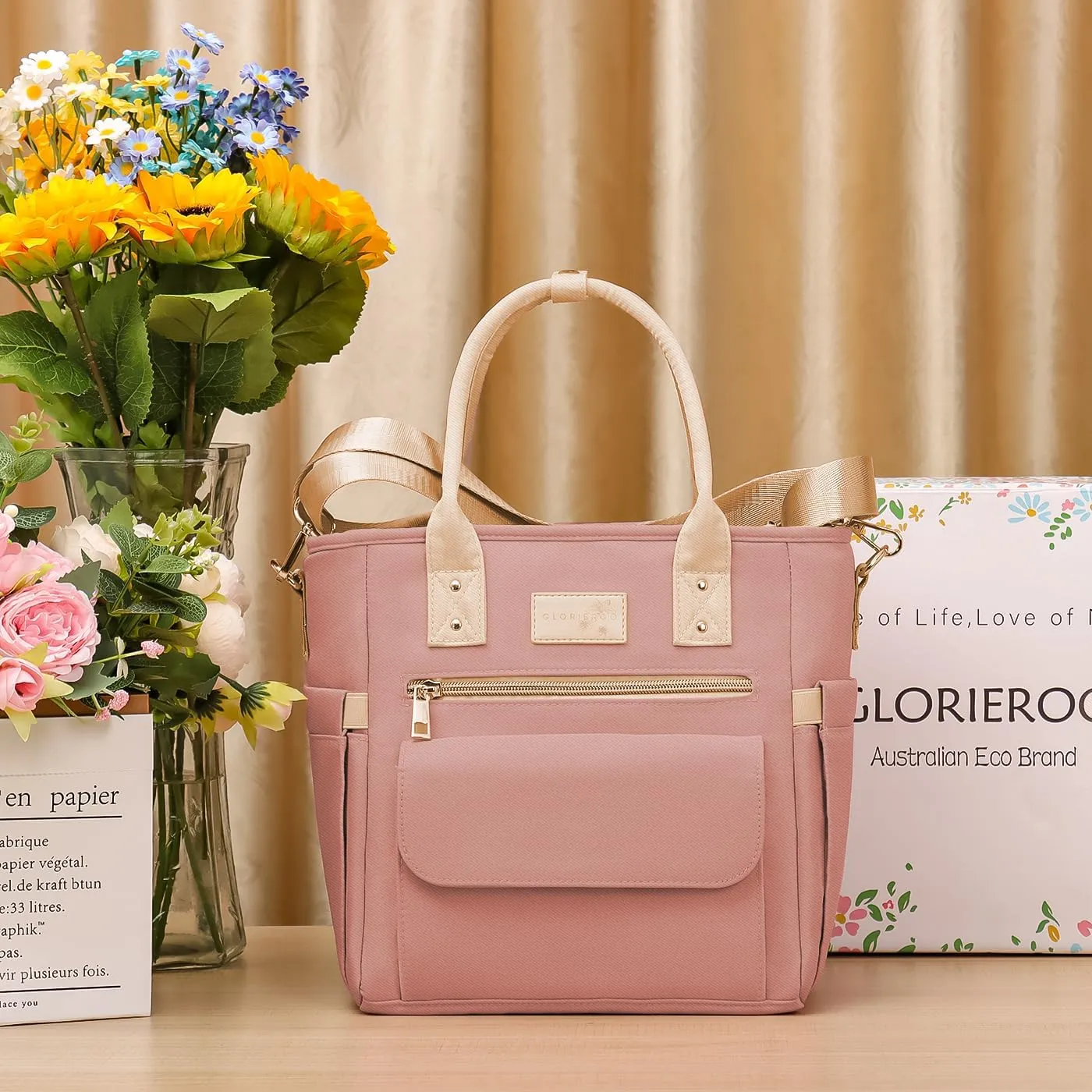 Deluxe Large Insulated Lunch Bag Box Women - Leakproof Waterproof Cooler with Multi Pockets Removable Strap for Work Picnic - Teacher Mothers Day Christmas Birthday Gifts
