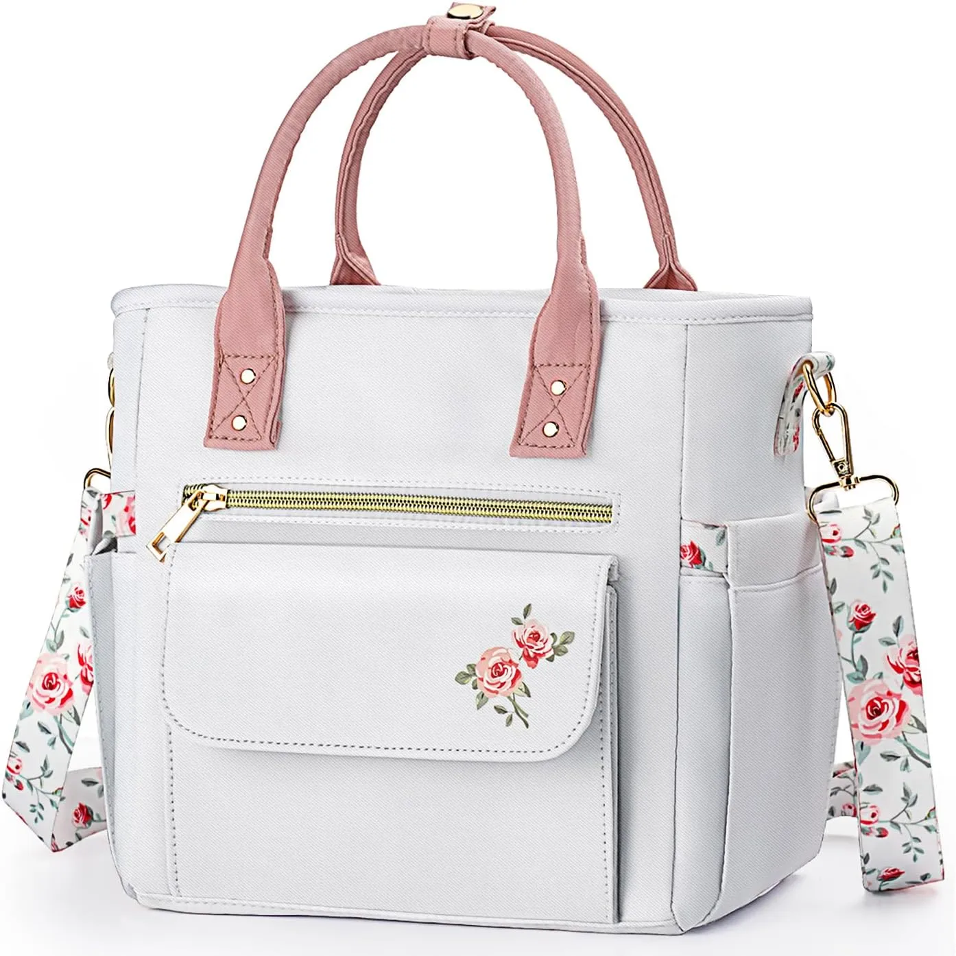 Deluxe Large Insulated Lunch Bag Box Women - Leakproof Waterproof Cooler with Multi Pockets Removable Strap for Work Picnic - Teacher Mothers Day Christmas Birthday Gifts
