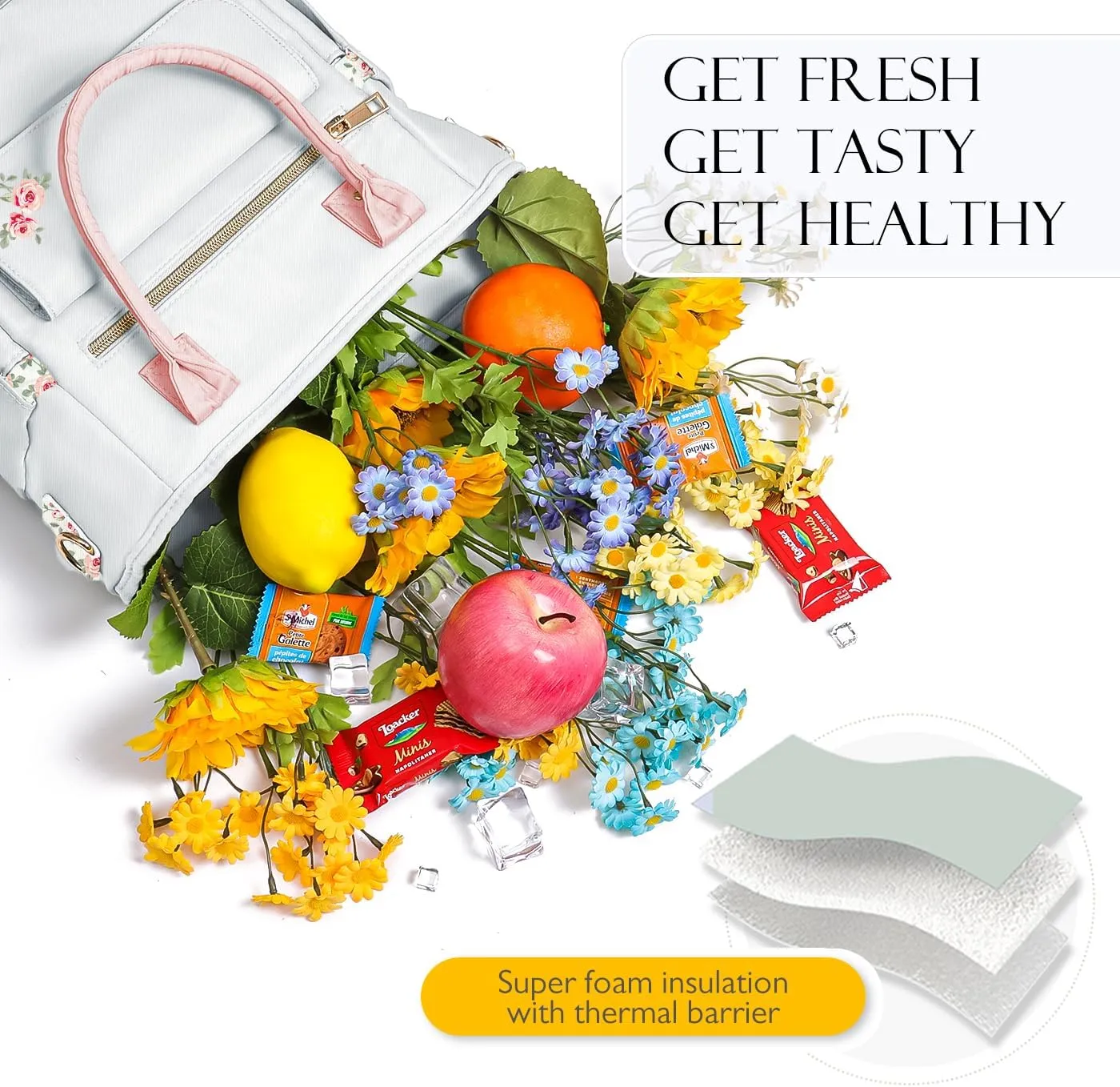 Deluxe Large Insulated Lunch Bag Box Women - Leakproof Waterproof Cooler with Multi Pockets Removable Strap for Work Picnic - Teacher Mothers Day Christmas Birthday Gifts