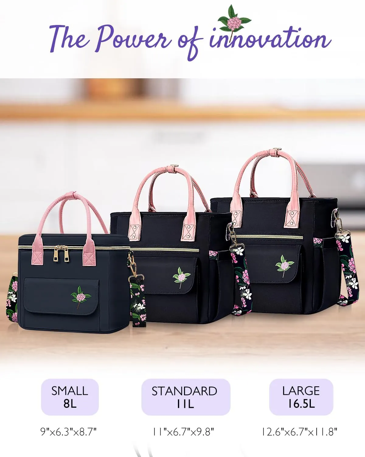 Deluxe Large Insulated Lunch Bag Box Women - Leakproof Waterproof Cooler with Multi Pockets Removable Strap for Work Picnic - Teacher Mothers Day Christmas Birthday Gifts