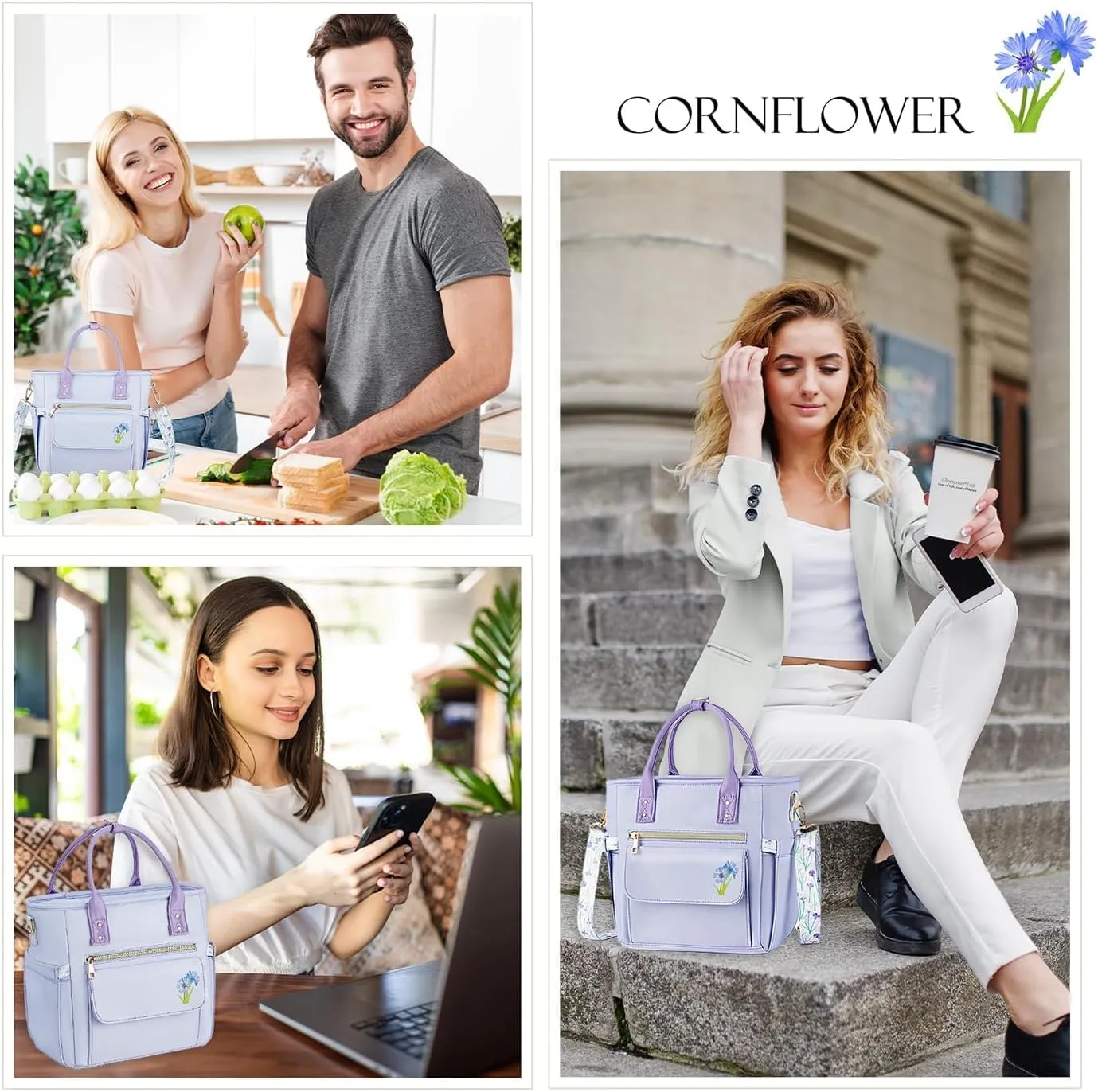 Deluxe Large Insulated Lunch Bag Box Women - Leakproof Waterproof Cooler with Multi Pockets Removable Strap for Work Picnic - Teacher Mothers Day Christmas Birthday Gifts