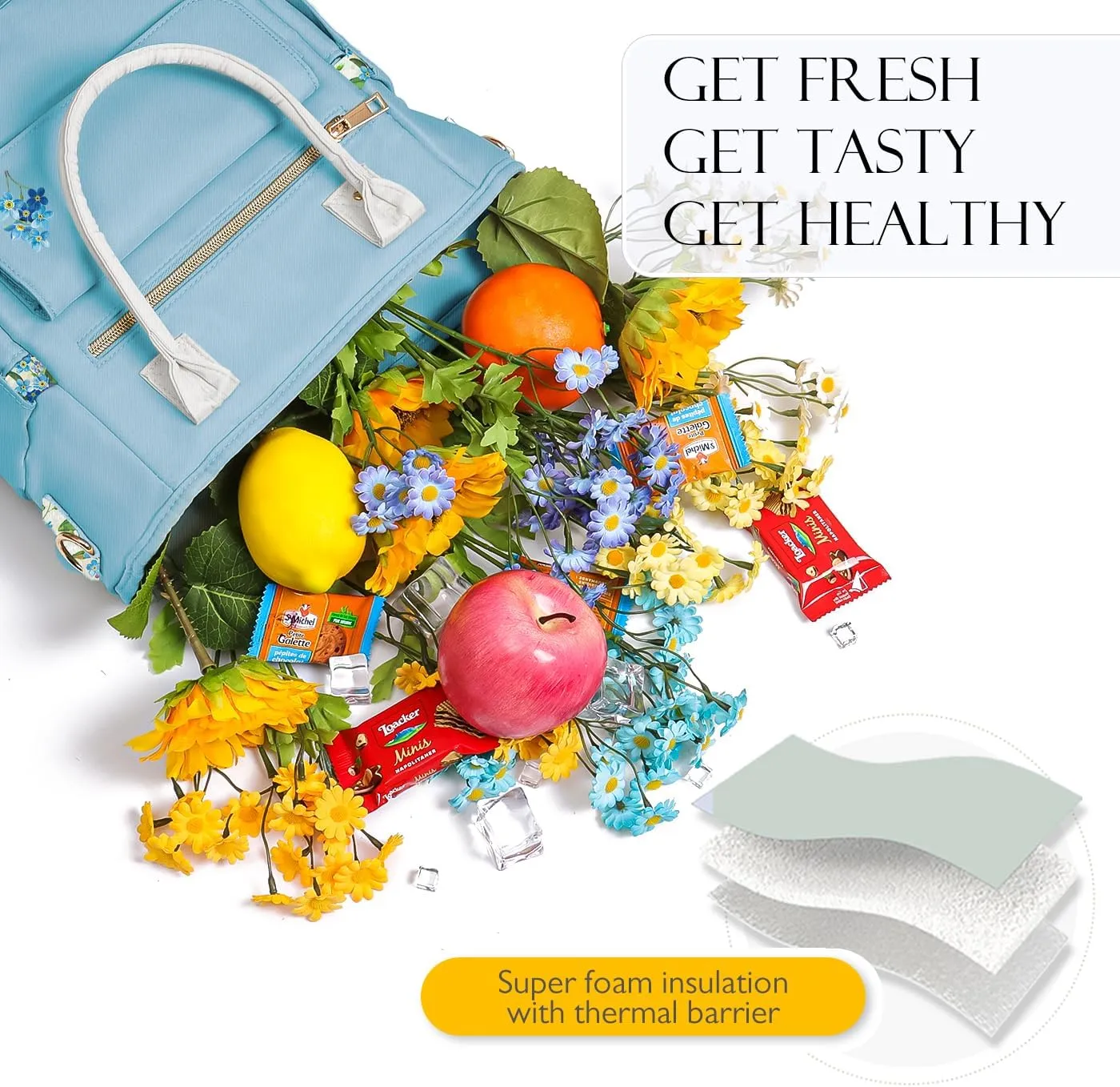 Deluxe Large Insulated Lunch Bag Box Women - Leakproof Waterproof Cooler with Multi Pockets Removable Strap for Work Picnic - Teacher Mothers Day Christmas Birthday Gifts