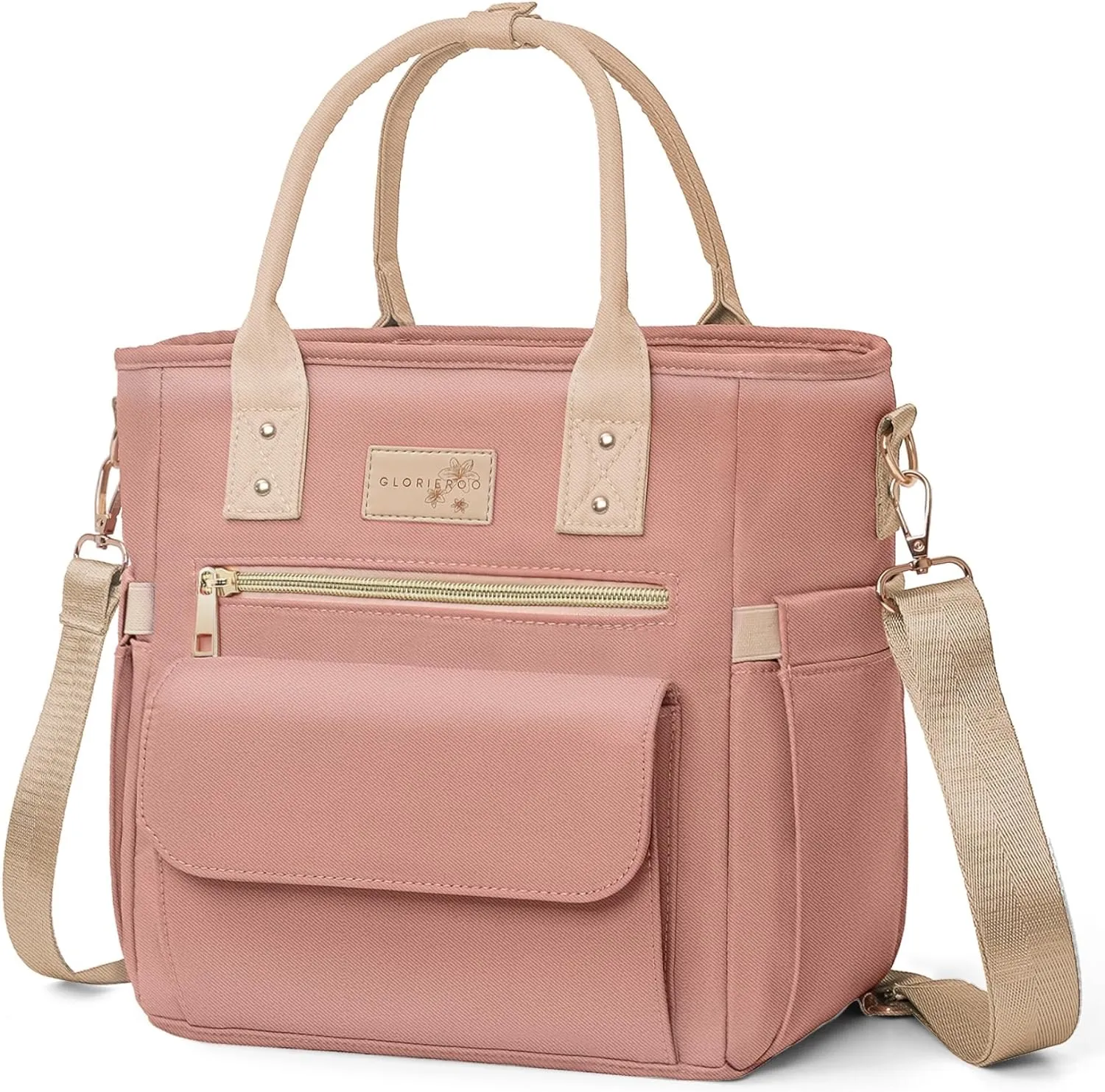 Deluxe Large Insulated Lunch Bag Box Women - Leakproof Waterproof Cooler with Multi Pockets Removable Strap for Work Picnic - Teacher Mothers Day Christmas Birthday Gifts