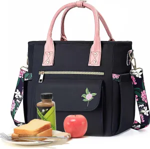 Deluxe Large Insulated Lunch Bag Box Women - Leakproof Waterproof Cooler with Multi Pockets Removable Strap for Work Picnic - Teacher Mothers Day Christmas Birthday Gifts