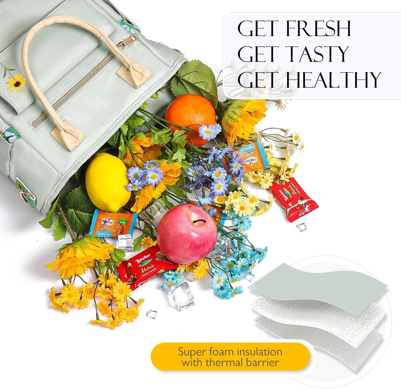 Deluxe Large Insulated Lunch Bag Box Women - Leakproof Waterproof Cooler with Multi Pockets Removable Strap for Work Picnic - Teacher Mothers Day Christmas Birthday Gifts