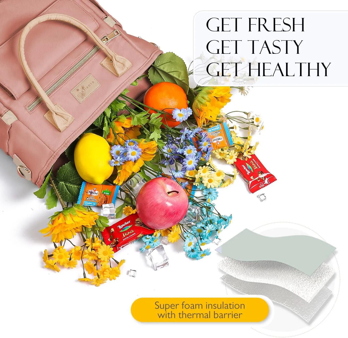 Deluxe Large Insulated Lunch Bag Box Women - Leakproof Waterproof Cooler with Multi Pockets Removable Strap for Work Picnic - Teacher Mothers Day Christmas Birthday Gifts