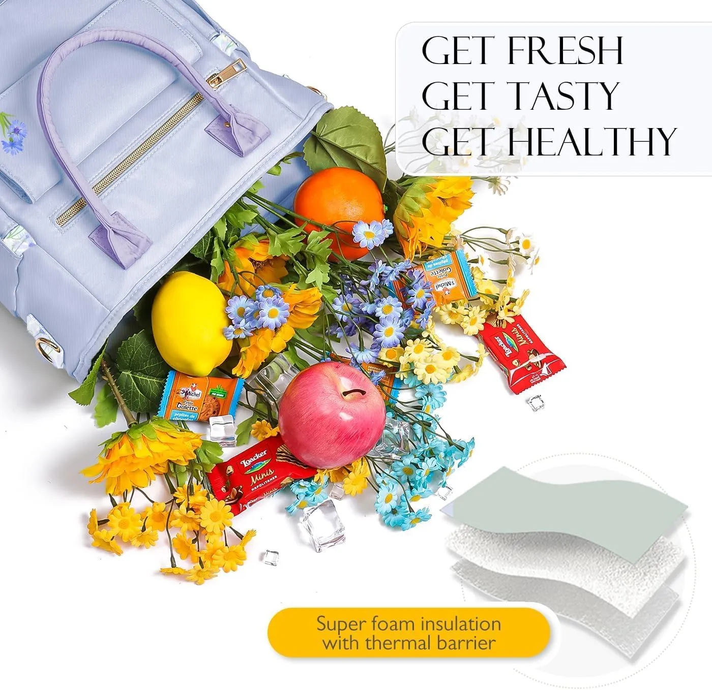 Deluxe Large Insulated Lunch Bag Box Women - Leakproof Waterproof Cooler with Multi Pockets Removable Strap for Work Picnic - Teacher Mothers Day Christmas Birthday Gifts