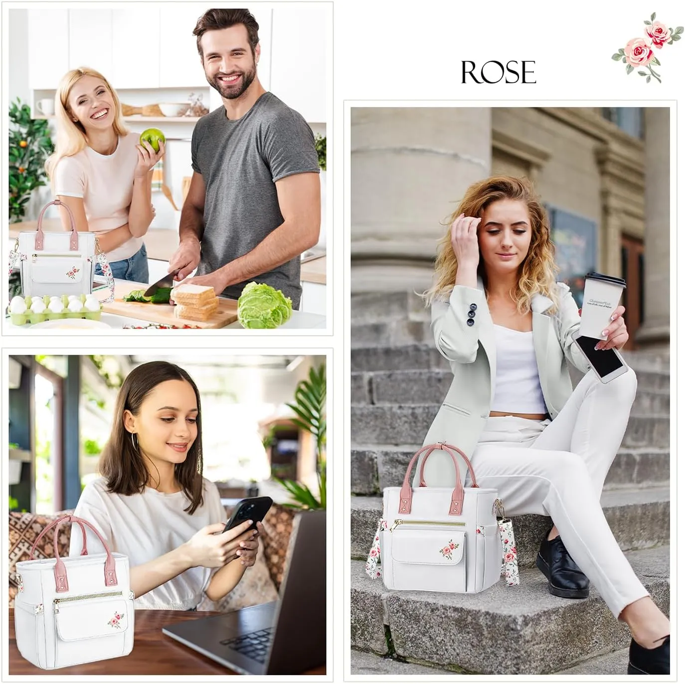 Deluxe Large Insulated Lunch Bag Box Women - Leakproof Waterproof Cooler with Multi Pockets Removable Strap for Work Picnic - Teacher Mothers Day Christmas Birthday Gifts