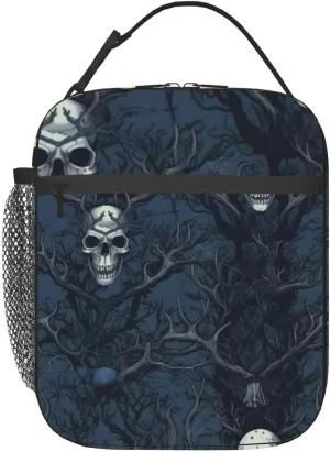 Demonic Woods Vintage Dark Stag Gothic Demon Animal Skulls created Insulated Iunch Bag for Men Woman Large Portable Waterproof Reusable Thermal Lunch Box with Pockets for Work Travel Picnic