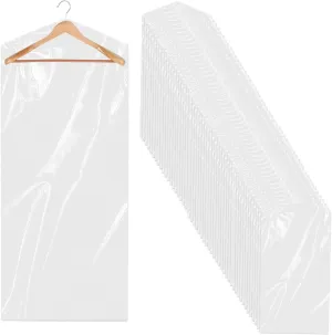 DERIQ 50pcs 60 Inch Plastic Garment Bag Dry Cleaner Bags Clear Plastic bag Dry Cleaning Laundry Bags for Clothes Cover Hanging Clothes Clothes Storage for Long Dresses Skirt Coat Suit Shirt Jacket