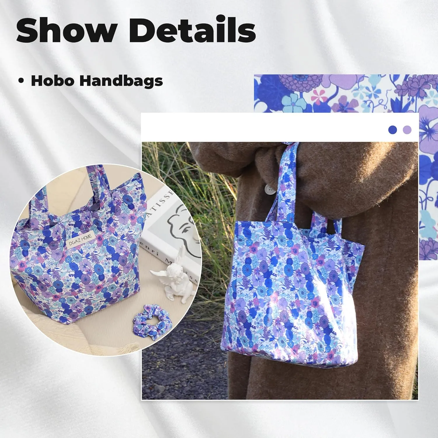 DGAZ Women Clutch Top Handle Bag Wristlet Small Tote Purse Paired with the same patterned Scrunchies for Women