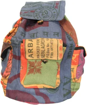 DharmaObjects Recycled Jute Rice Bag Backpack Hand Made Nepal