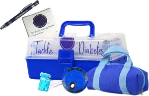 Diabetic Travel Case Tackle Diabetes Box T1D Starter Set - Designed to Hold All T1D Tools Plus - Comes with Strip Drip, Royal Blue Blot and Mini Duffle - Sizing: 11 x 6 x 5.5 inches