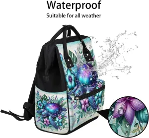 Diaper Bag Backpack Wooden Board Color Turtle Baby Bag for Boys& Girls, Waterproof Mummy Bag, Baby Nappy Changing Bags, Large Capacity Tote Handbags Casual Travel Backpacks for Mom Dad Unisex