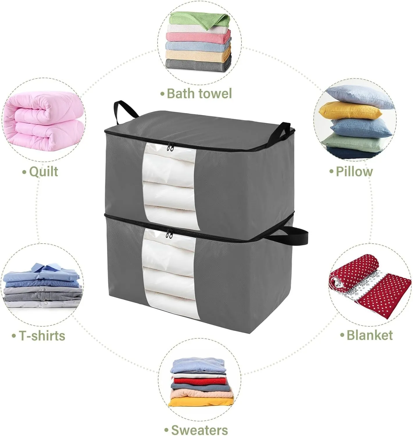 Dim Gray Clear Plastic Zippered Storage Bags, Soft Storage Containers, Clear Storage Bags with Handles