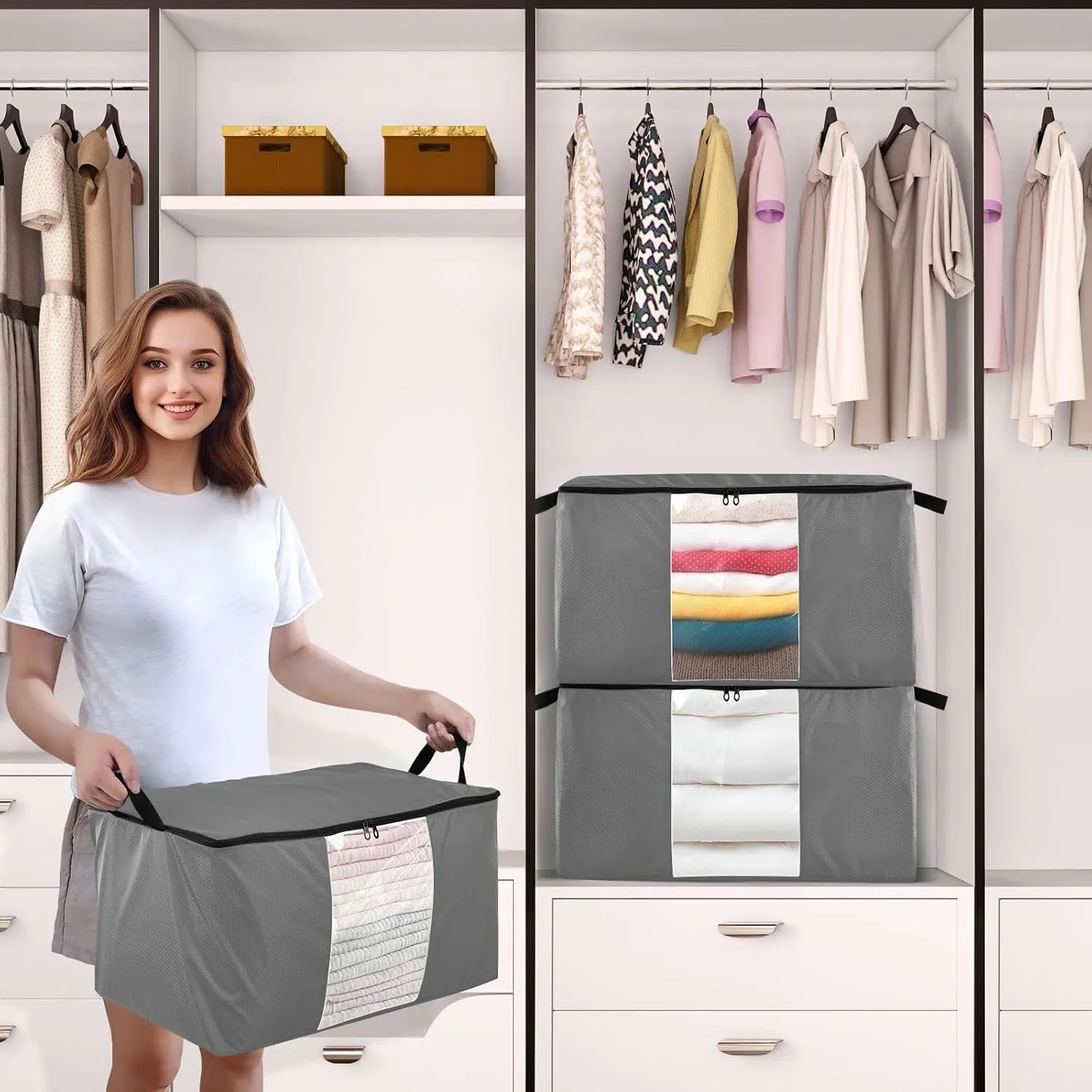Dim Gray Clear Plastic Zippered Storage Bags, Soft Storage Containers, Clear Storage Bags with Handles