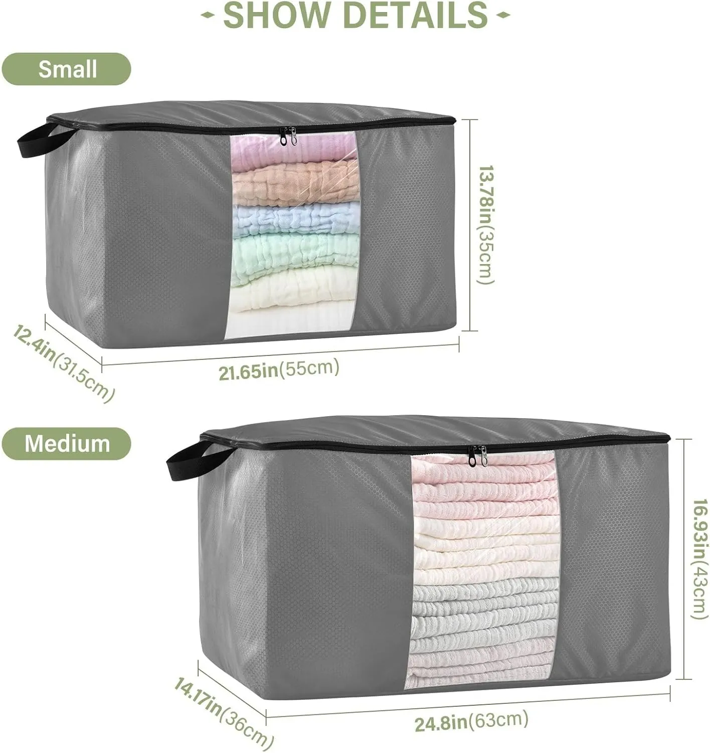 Dim Gray Clear Plastic Zippered Storage Bags, Soft Storage Containers, Clear Storage Bags with Handles