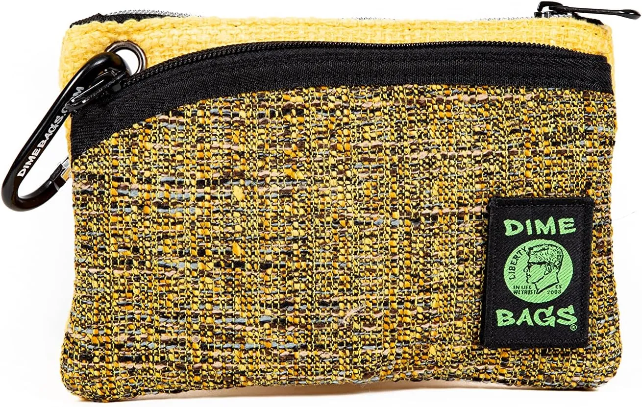 Dime Bags Zipline | Hemp Wallet with Zipper Closure (8 inch, Yellow)