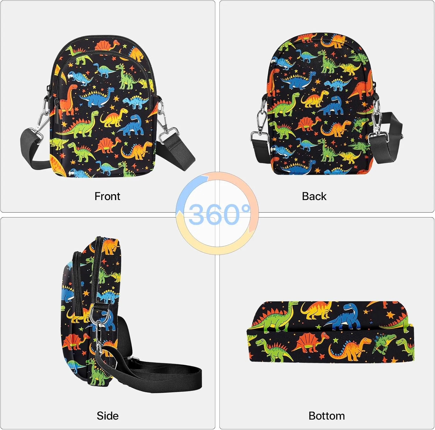 Dinosaur Crossbody Purse for Women Casual Cell Phone Bag Waterproof Shoulder Bags Travel