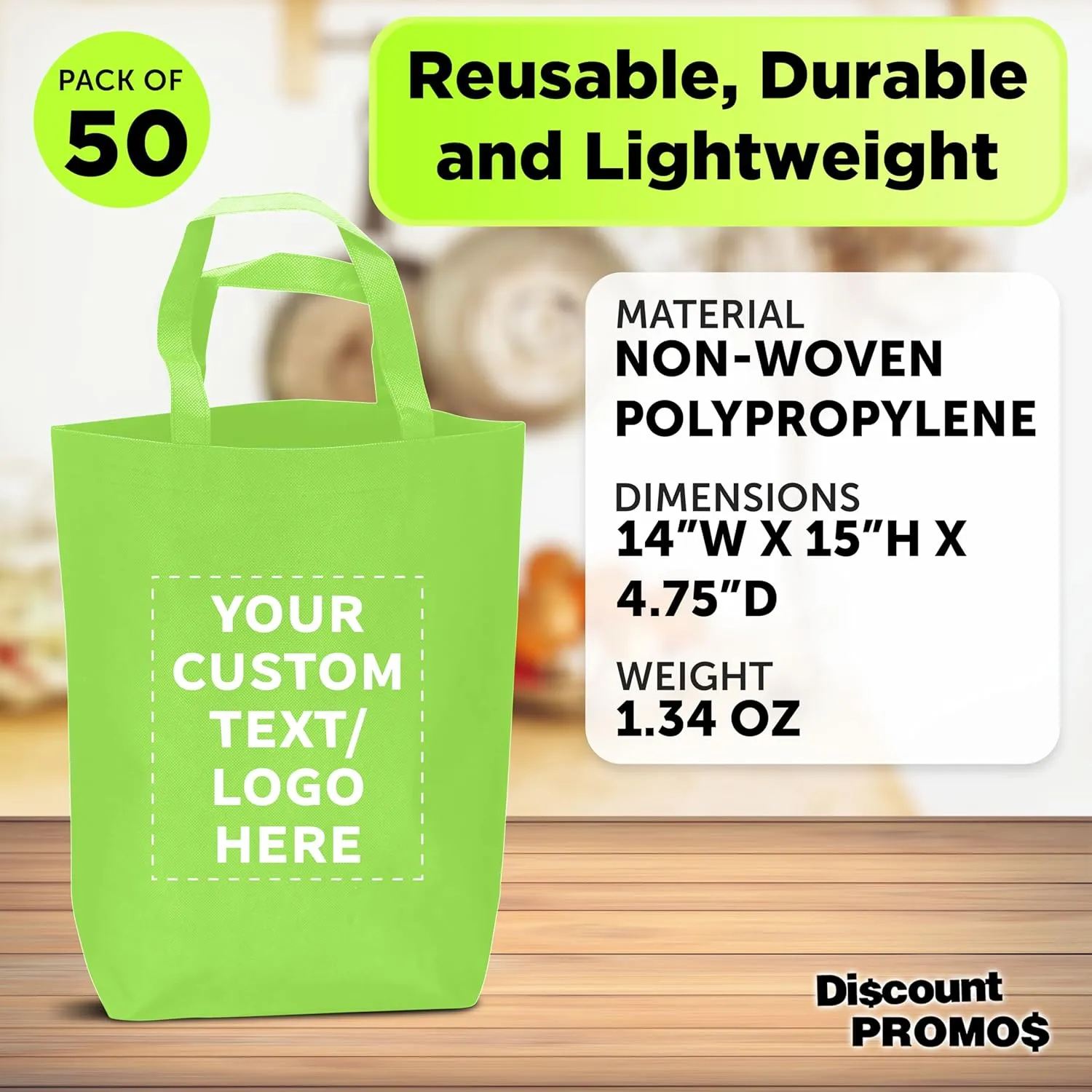 DISCOUNT PROMOS Large Reusable Heavy Duty Tote Bag - Beach Shopping Bag