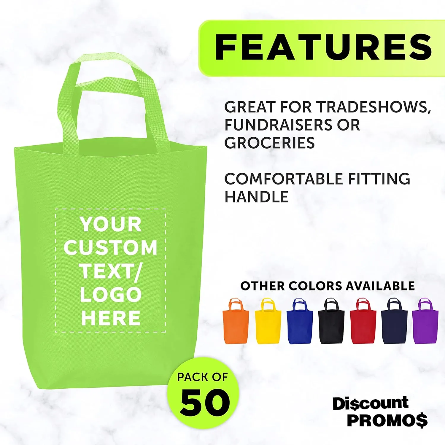 DISCOUNT PROMOS Large Reusable Heavy Duty Tote Bag - Beach Shopping Bag
