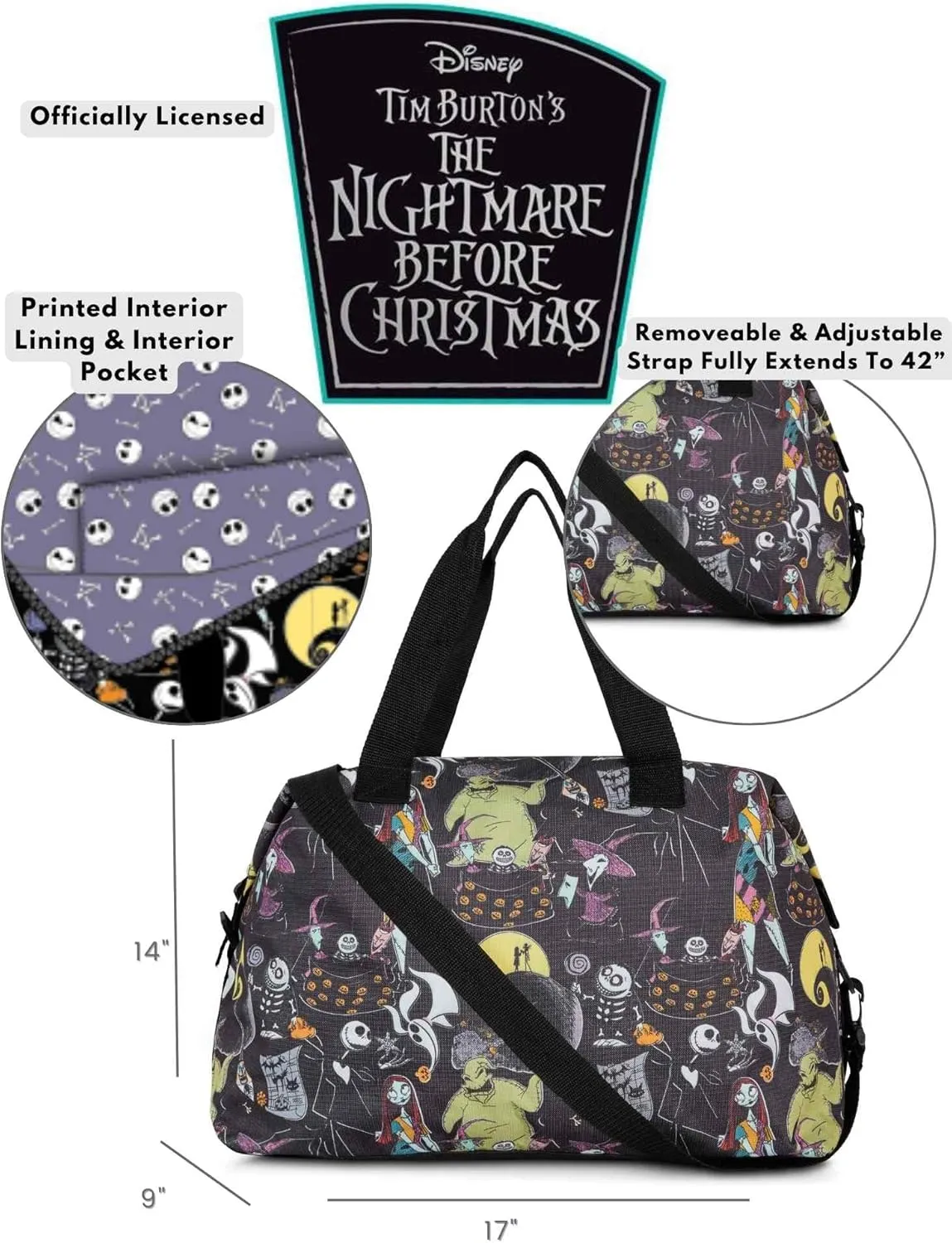 Disney Tote Duffel Bag Mickey Mouse Friends All Over Print Weekender Travel