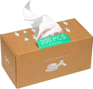 Disposable Piping Bags, Cake Decorating Bags, Pack of 200 Pieces (18 Inch)