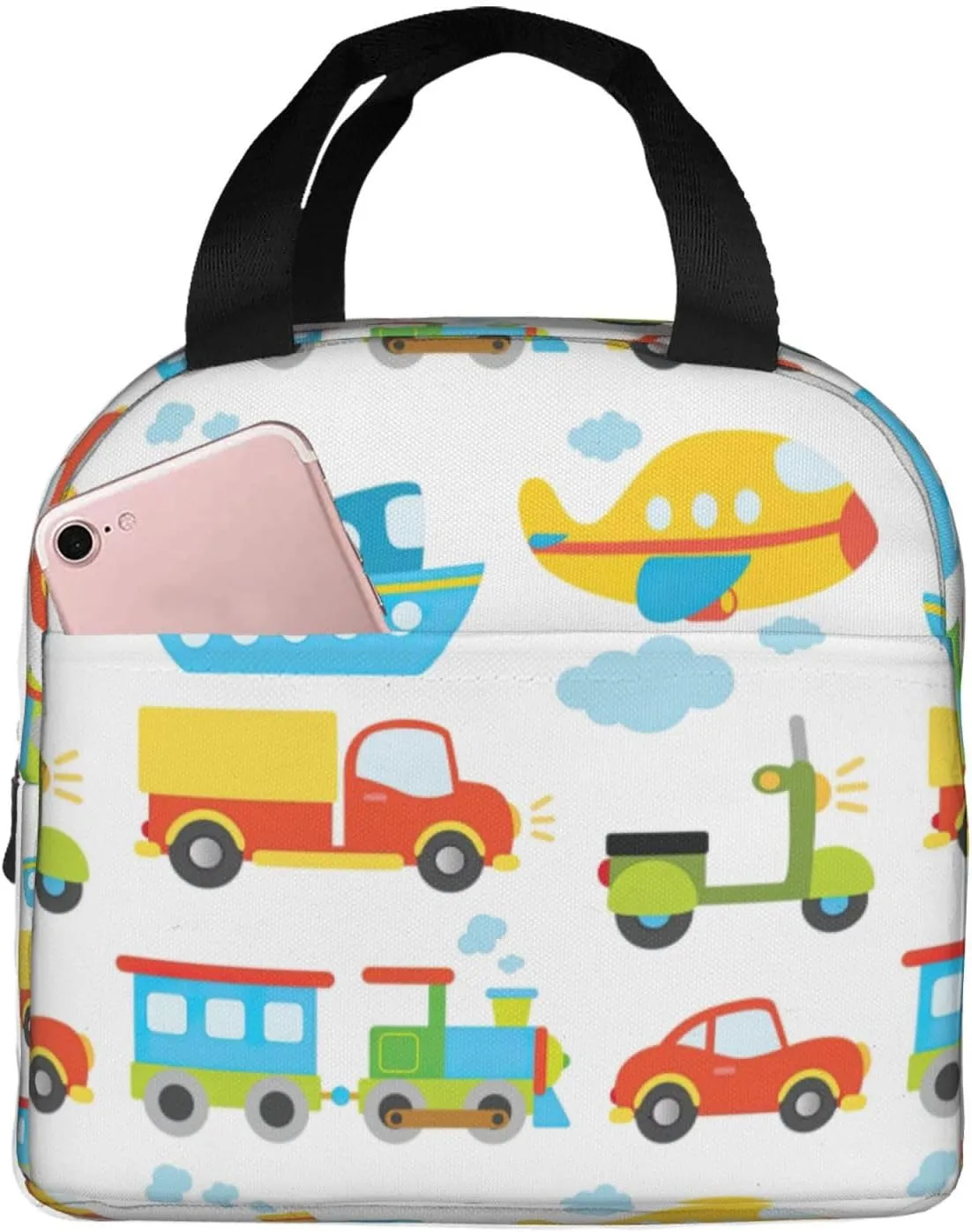 Diversified Transportation Print Lightweight Insulated Lunch Bag Beach Trips Work Hiking Camping Daily Organization