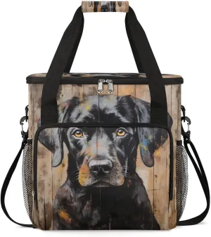Dog Animal Planks Coffee Maker Carring Bag Travel Carrying Storage Tote Bag Compatible Portable Single Serve Coffee Brewer Case with Pockets for K-cup Pods
