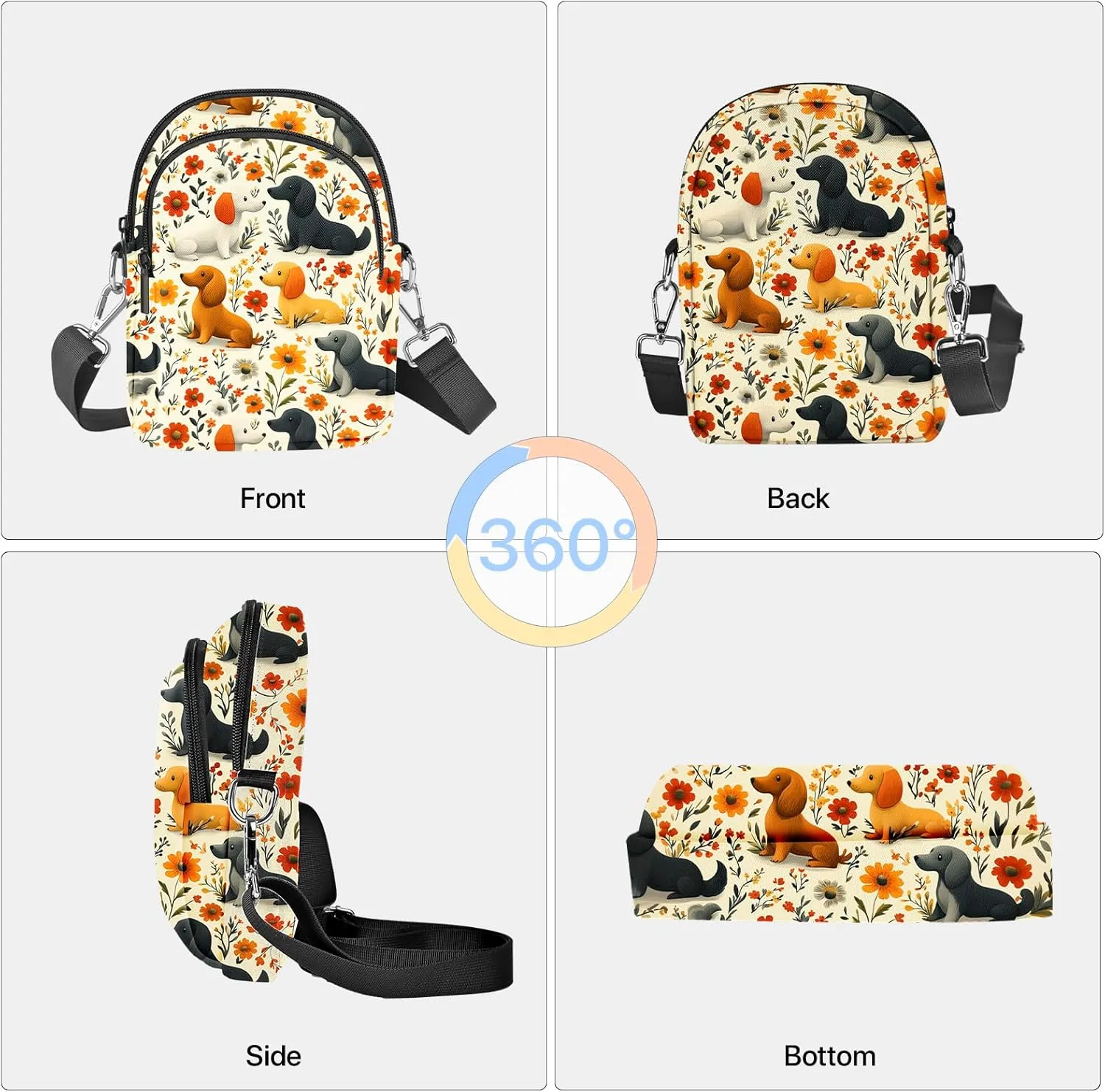 Dog Crossbody Purse for Women Casual Cell Phone Bag Waterproof Shoulder Bags Travel