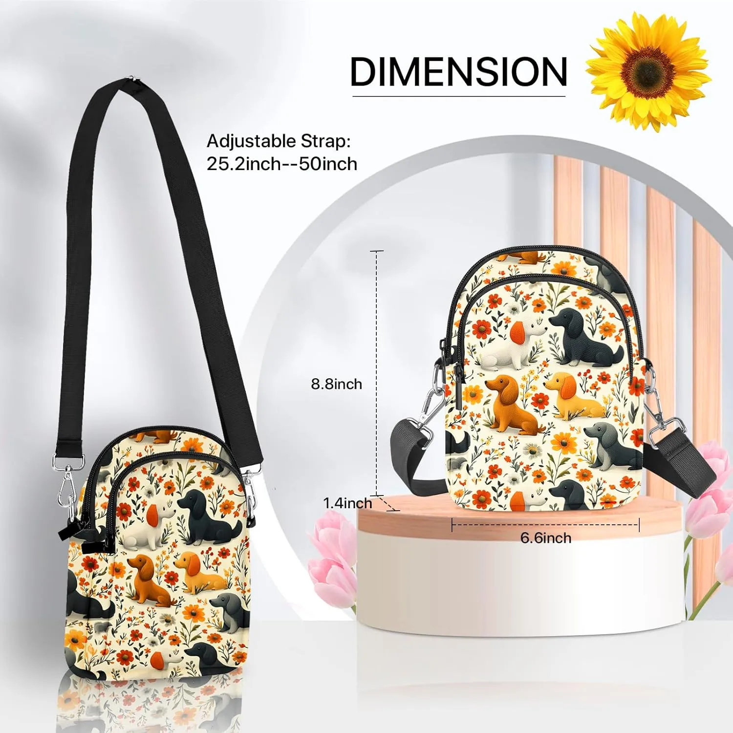 Dog Crossbody Purse for Women Casual Cell Phone Bag Waterproof Shoulder Bags Travel