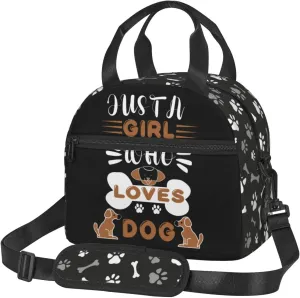 Dog Paws And Bones Lunch Bag Dogs Lovers Reusable Insulated Lunch Tote Bag Lunchbox Container With Adjustable Shoulder Strap For Office Work Picnic Travel