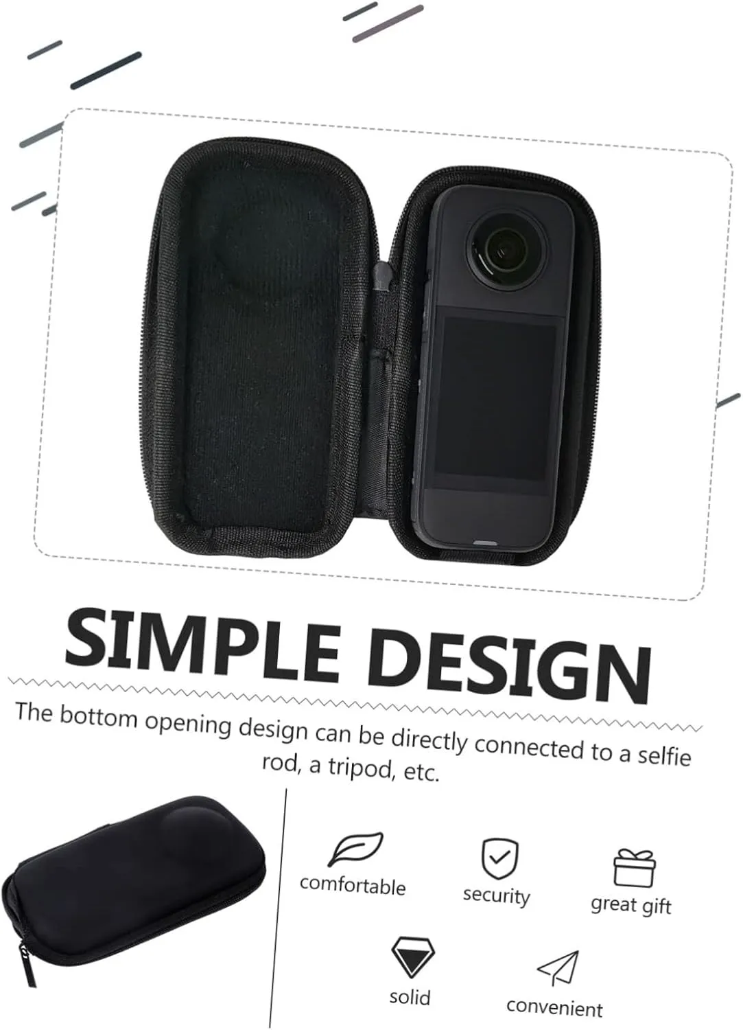 DOITOOL 3pcs Mini Action Camera Protective Case Zipper for X/x2/x3 Camera Storage Bag Travel Accessory Minimalist Design