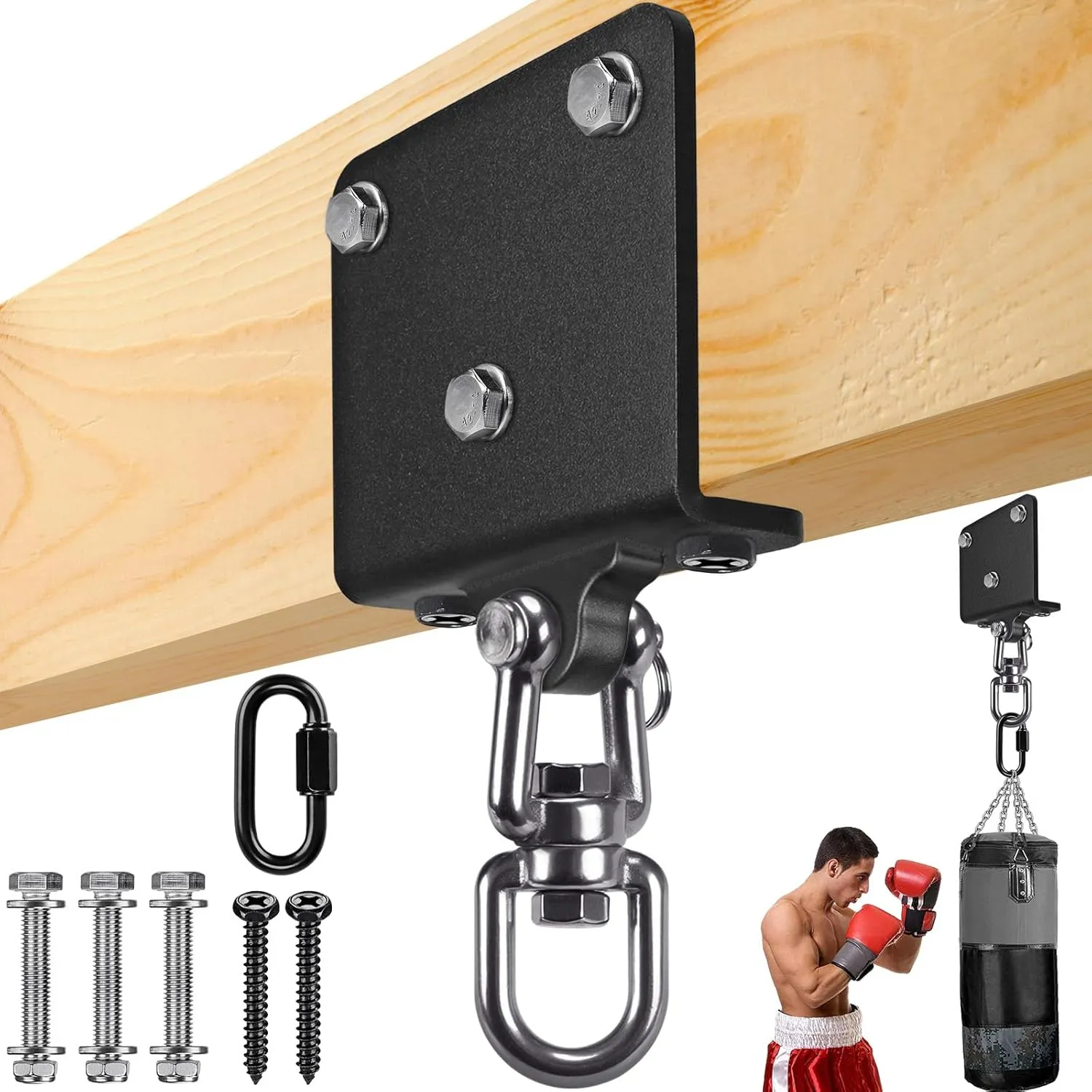 Dolibest Heavy Punching Bag Hanger, I-Beam Mount for Boxing Muay Thai, Wood Beam Hook for Weight Strength Training Systems, Aerial Yoga & Hammock, Resistance Band (1000 LB Capacity)