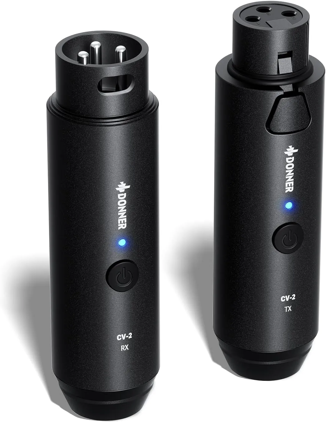 Donner Wireless XLR Microphone Transmitter Receiver, 2.4GHz Plug-on Wireless Microphone Adapter with 24-bit/192kHz High-Resolution for Dynamic Microphone, Audio Mixer, PA System, Camera (CV-2)